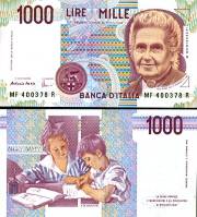 *1000 Lír Taliansko 1990, P114 UNC Maria Montessori - Kliknutím na obrázok zatvorte -